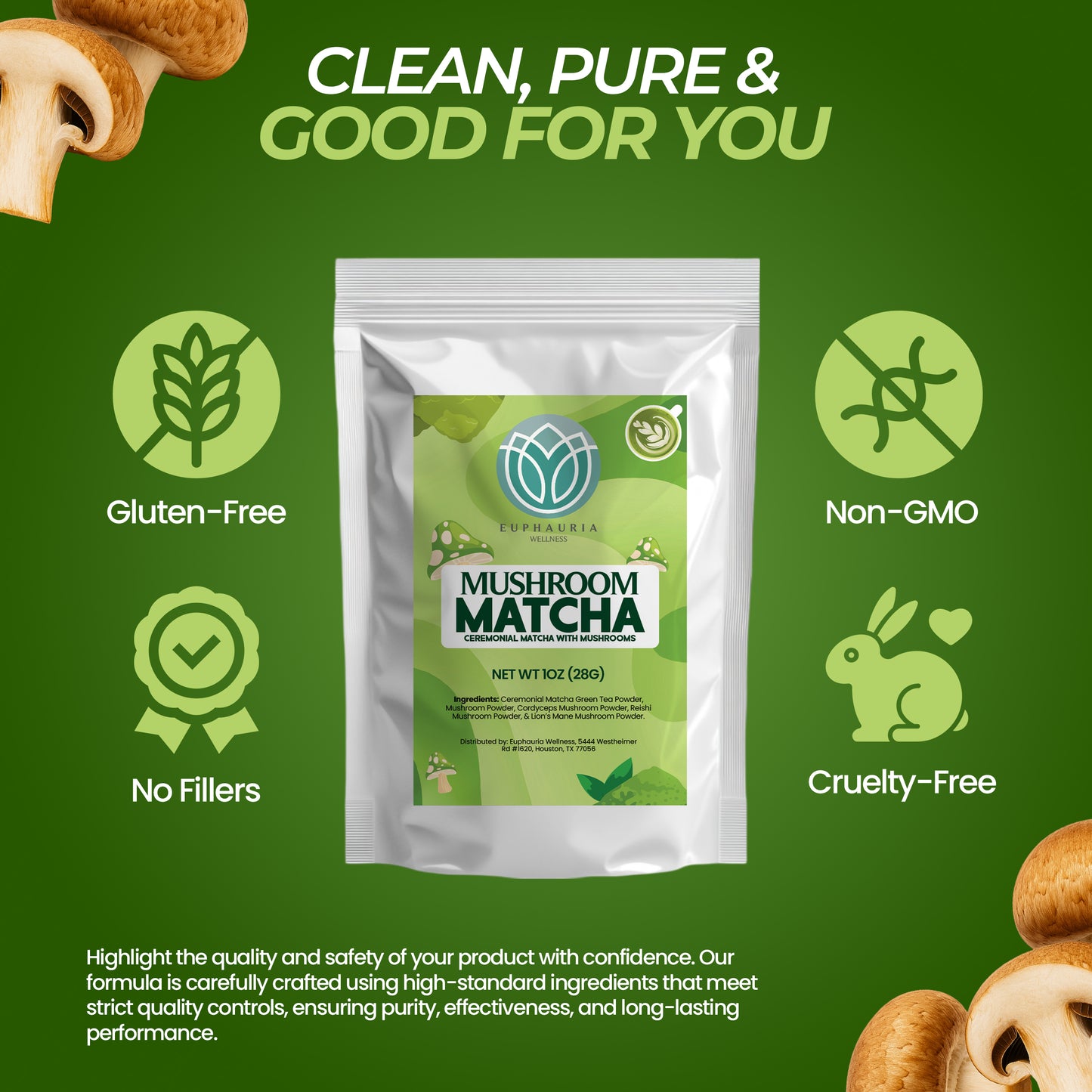 Ceremonial Grade Matcha with Mushrooms